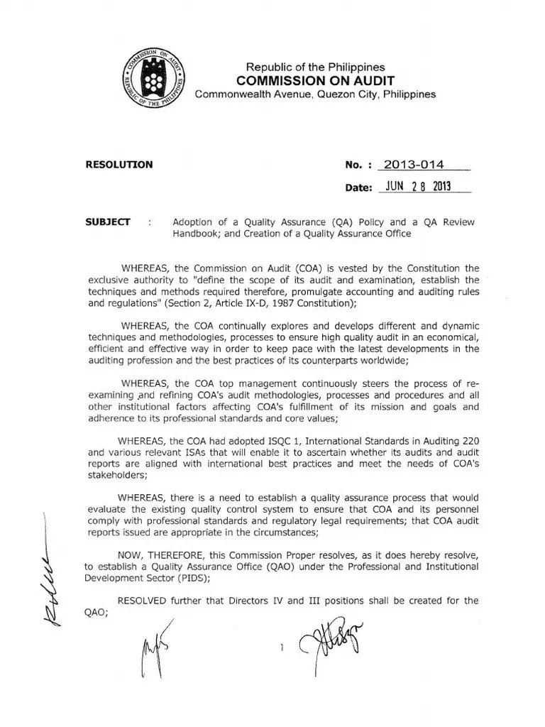 Coa R2013014 PDF Audit Quality Assurance