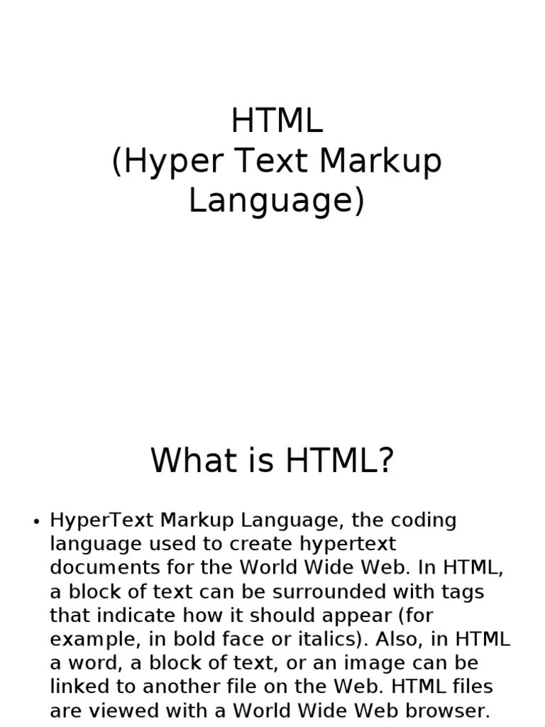 HTML (Hyper Text Markup Language) PDF Html Hyperlink