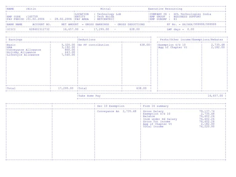 salary slip Government Finances Taxation