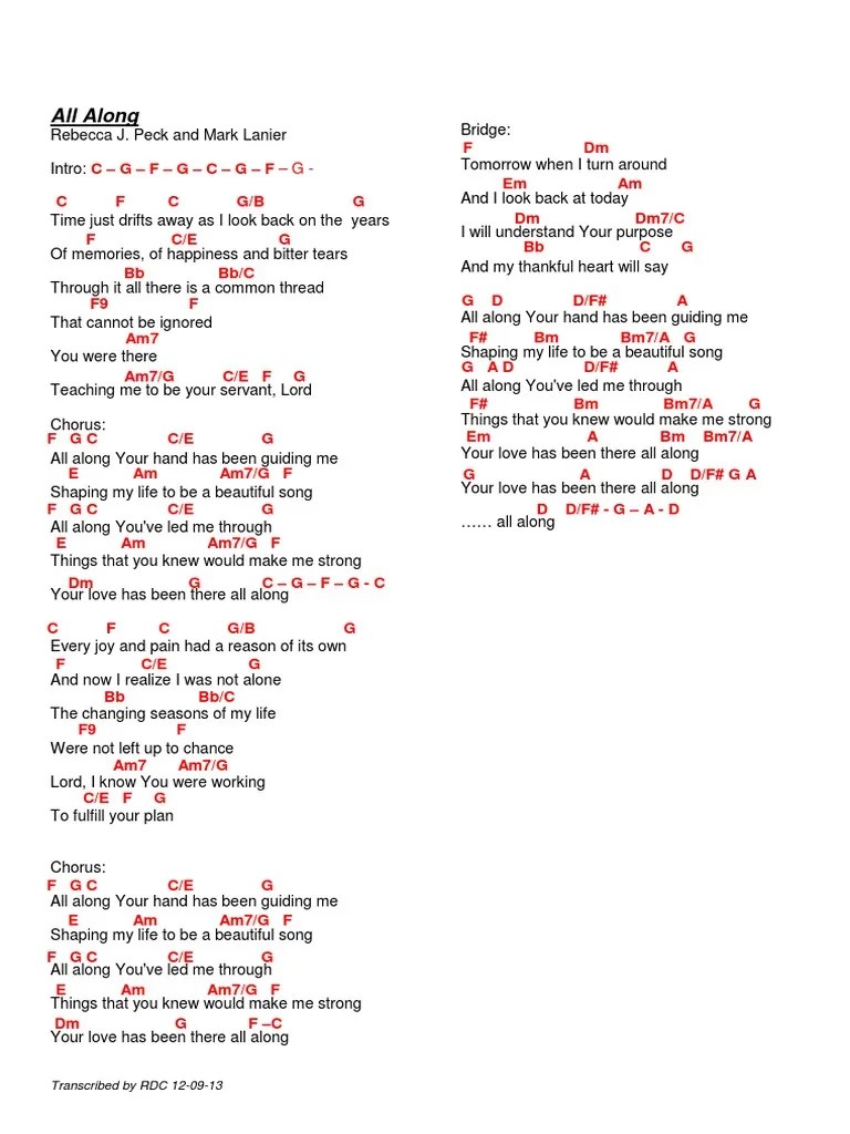 All Along Lyrics and Chords