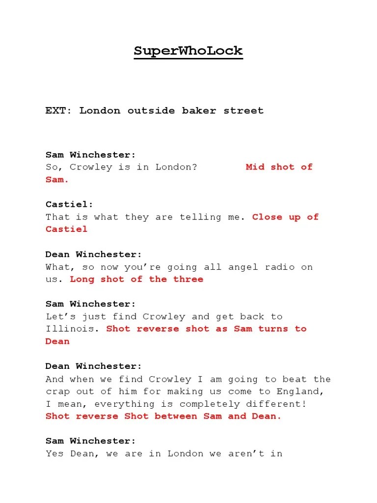 Superwholock Script Camera Angles PDF Minor Sherlock Holmes