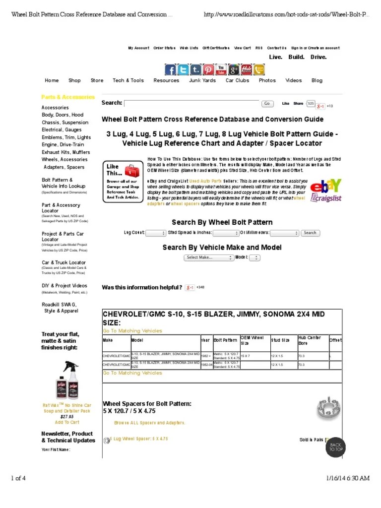 Wheel Bolt Pattern Cross Reference Database and Conversion Guide