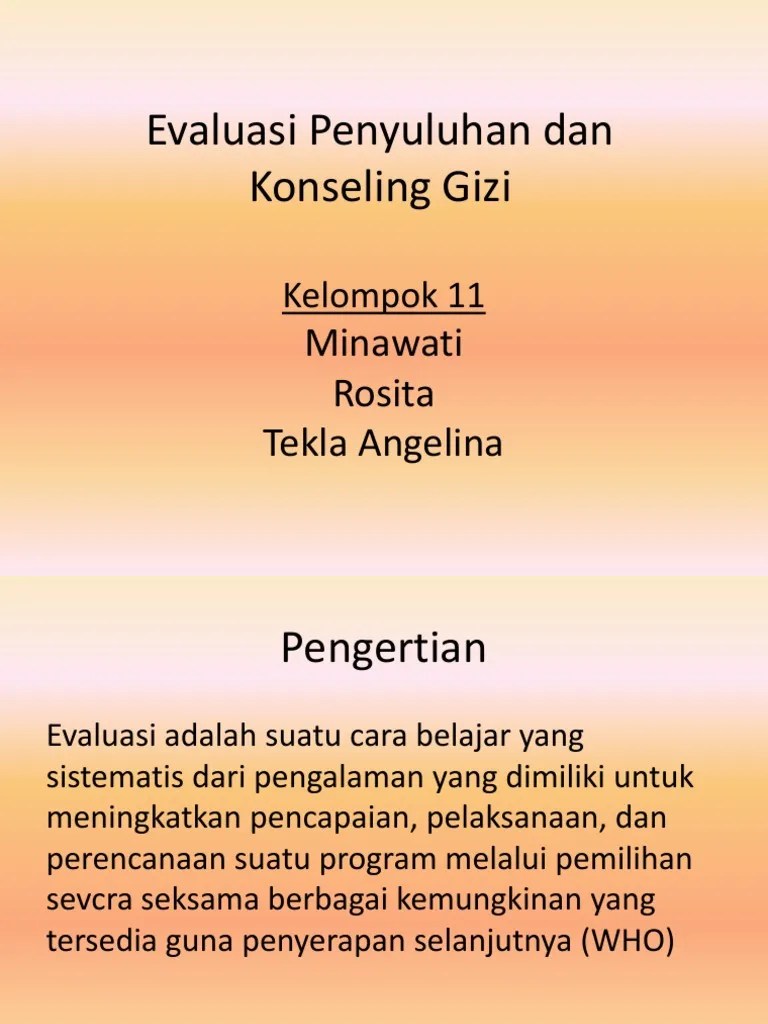 Evaluasi Penyuluhan Dan Konseling Gizi | PDF