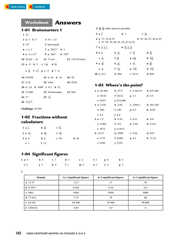 WORKSHEET ANSWERS FOR NEW CENTURY MATHS Rectangle Triangle