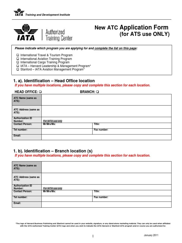 IATA New ATC Application Form For ATS PDF Airport Air Traffic