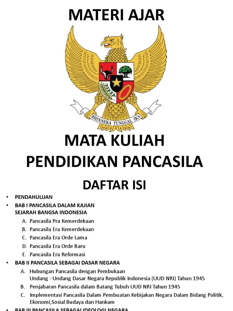Materi Ajar Mata Kuliah Pendidikan Pancasila Terkait Pendidikan