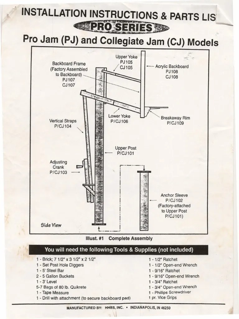 Hoosier Hoops Installation instructions and parts list Nut (Hardware