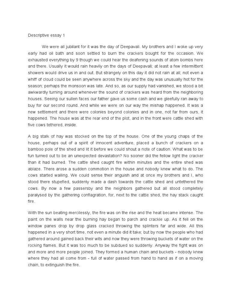 Descriptive Essay On A House On Fire PDF Nature Nature