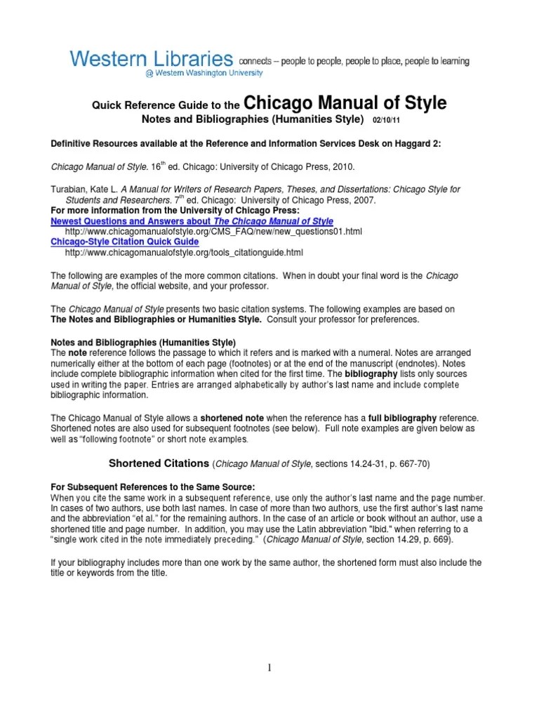 Chicago Manual Of Style Citation Examples Images блог