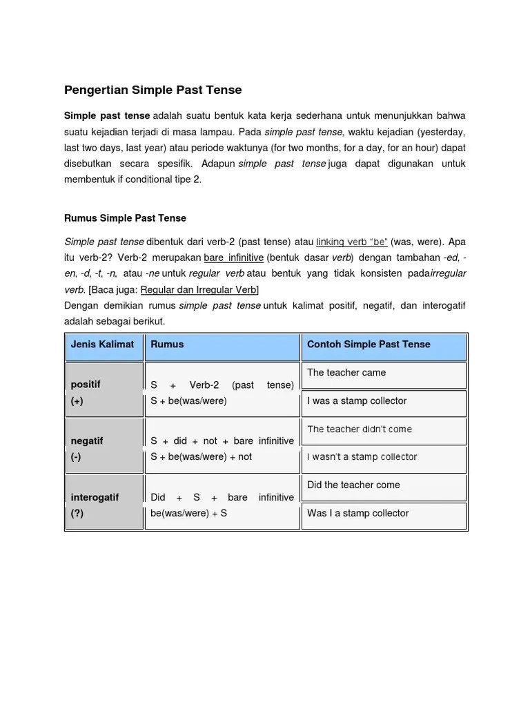 Simple Past Tense | PDF
