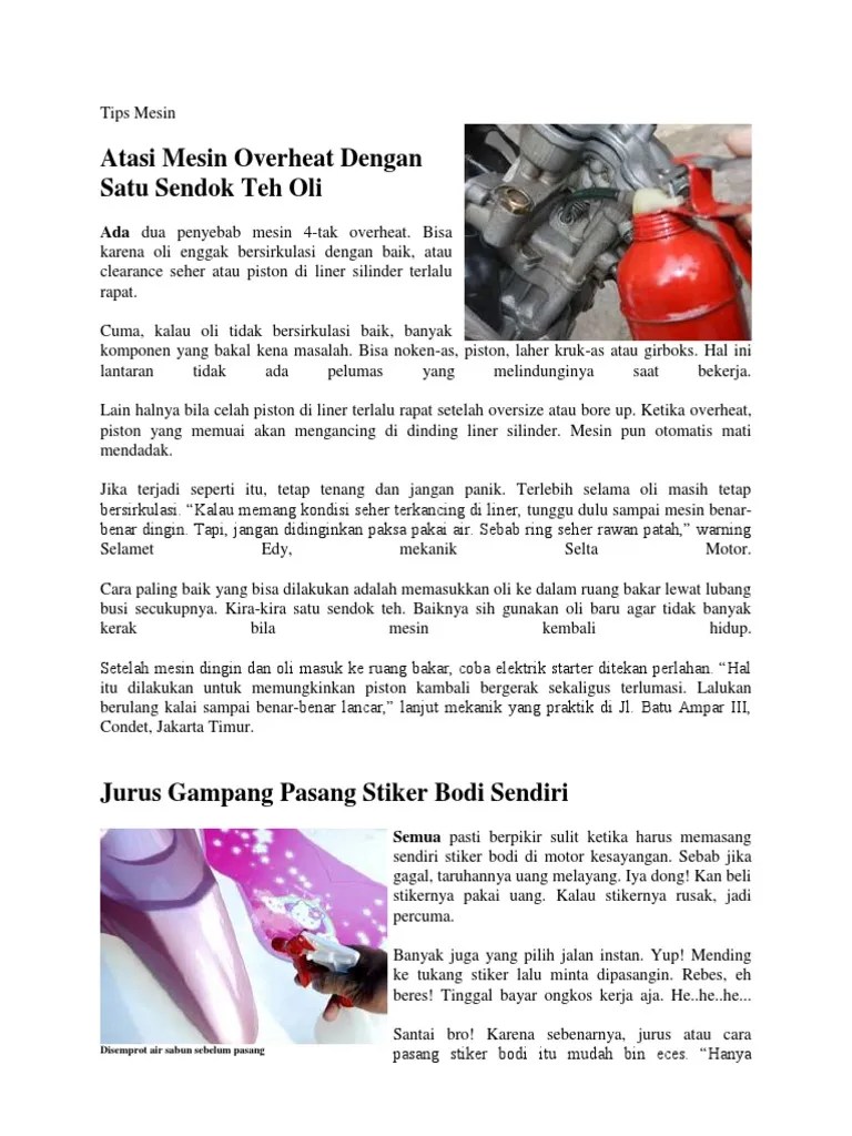 Penyebab Motor Mio Susah Hidup Saat Mesin Dingin