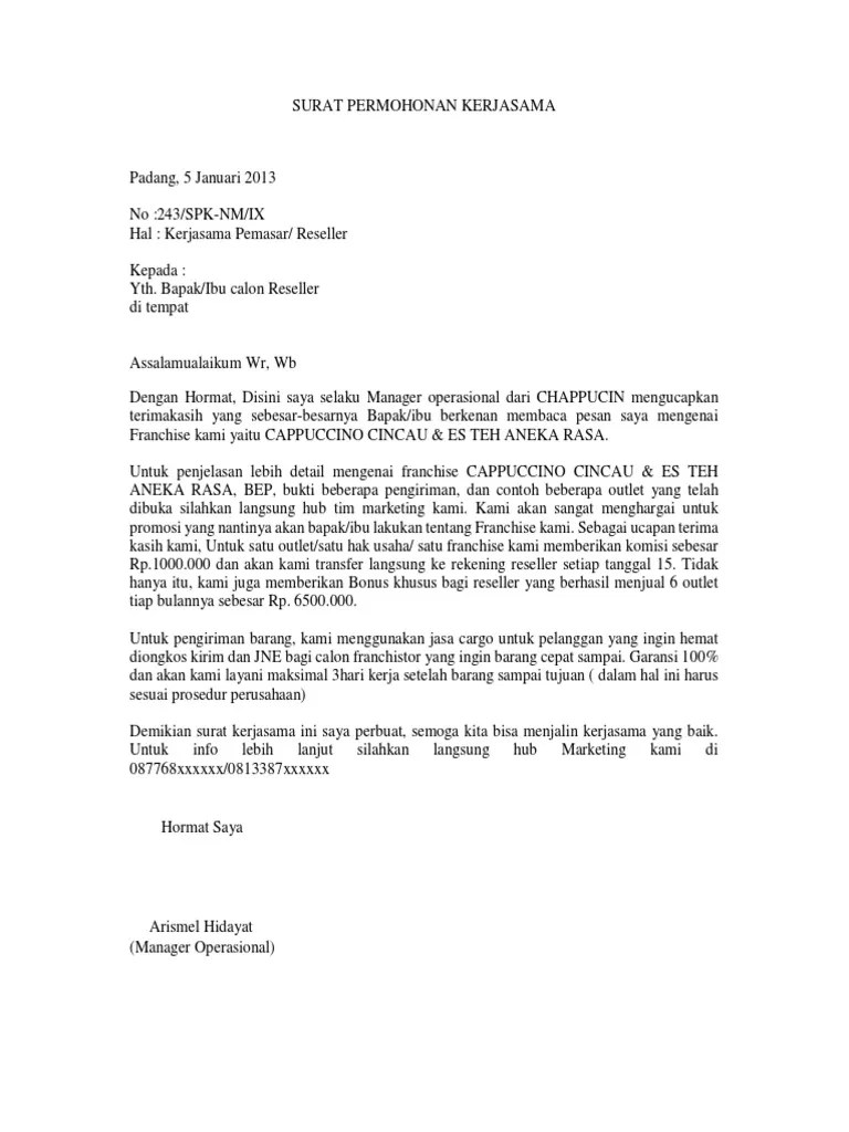 Contoh Surat Permohonan Kerjasama Perusahaan : Surat Permohonan Kerjasama Pdf