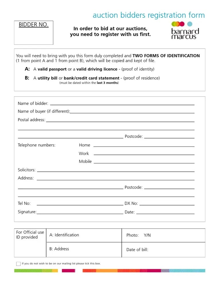 Bidder Registration Form PDF