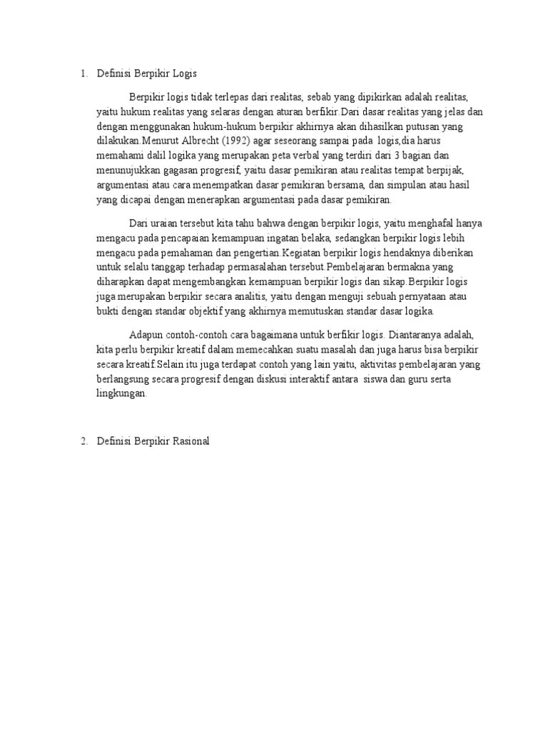 Definisi Berpikir Logis | PDF