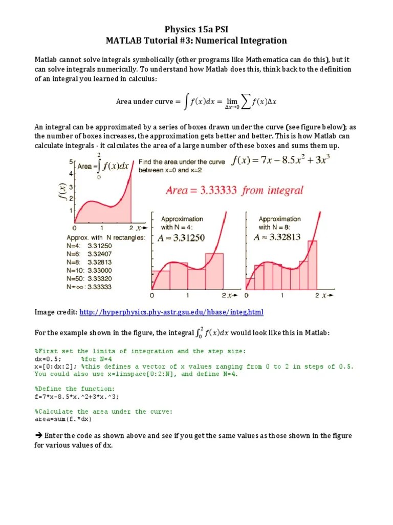 Matlab Tutorial 3 Integration Integral Standard Deviation