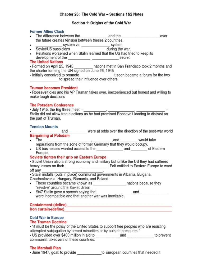 Chapter 26 Worksheet and Reading GuideBlanks Cold War Allies Of
