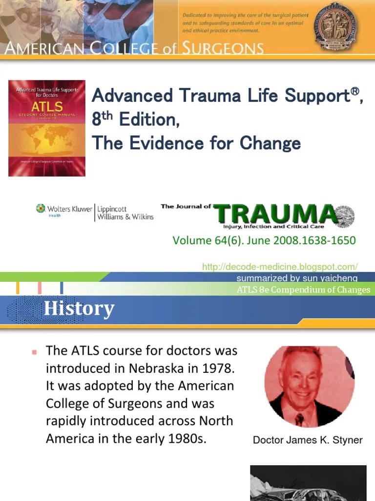 ATLS 8th Edition Major Trauma Traumatic Brain Injury