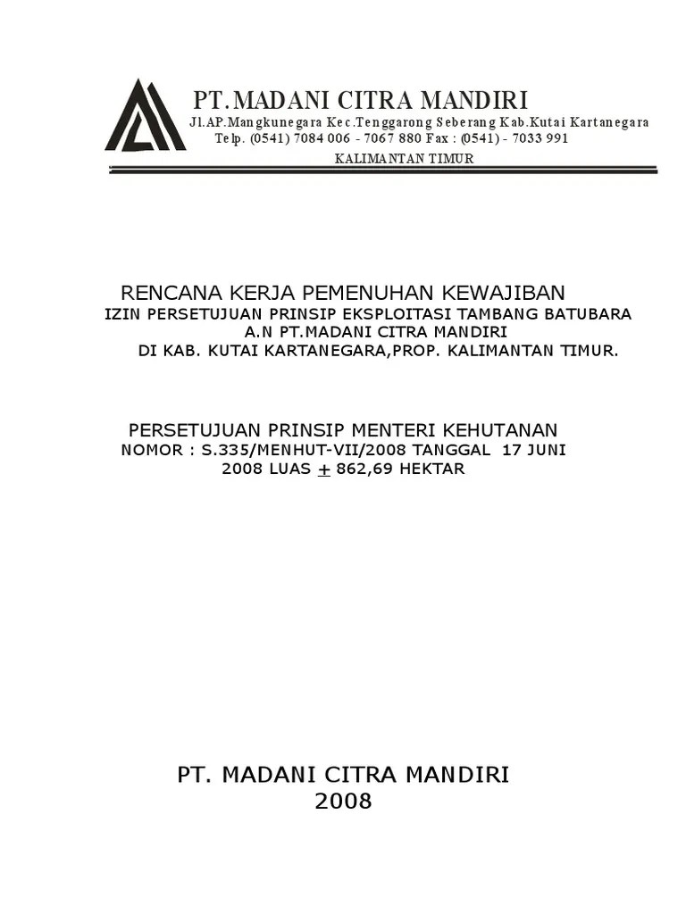 Pt.Madani Citra Mandiri Rencana Kerja Pemenuhan Kewajiban