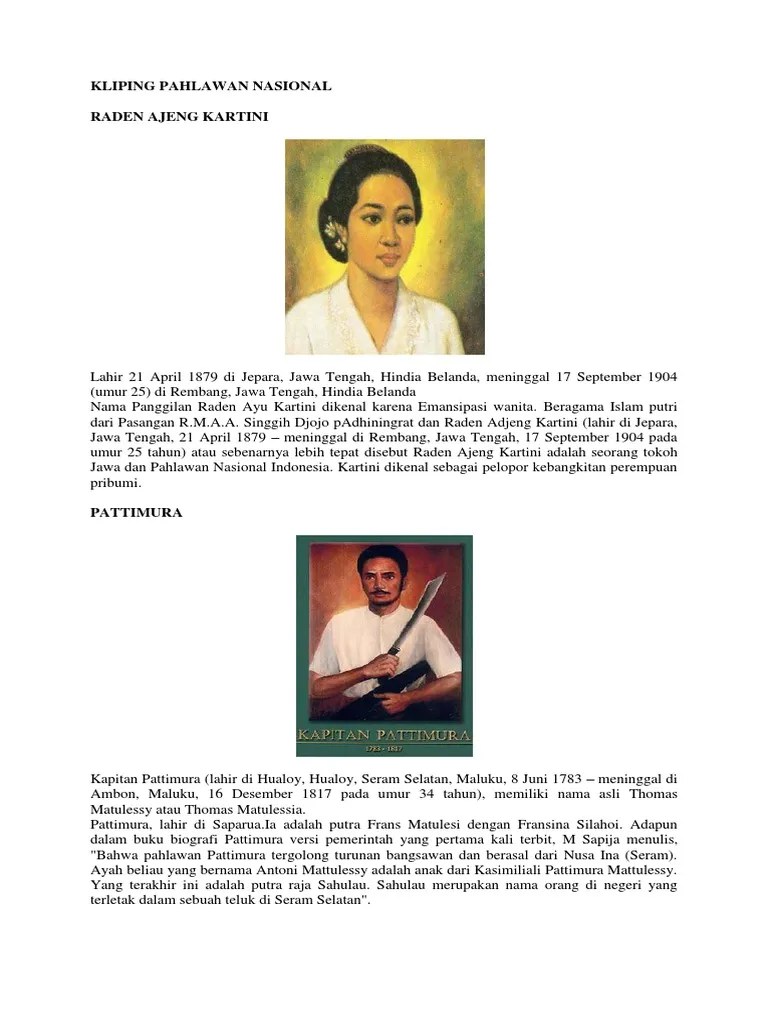 Gambar Pahlawan Nasional Dan Penjelasannya