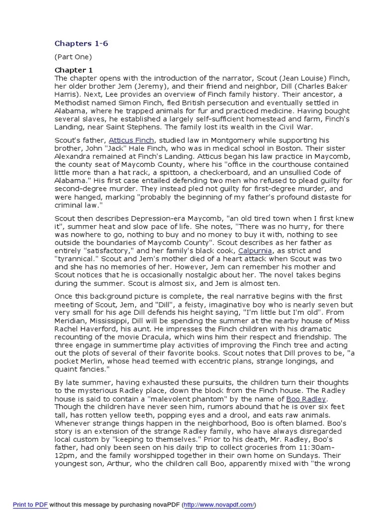 Kill A Mockingbird Summary From Gradesaver To Kill A Mockingbird