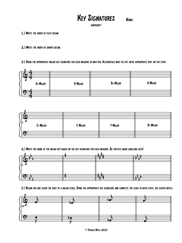 Key Signatures (Worksheet)