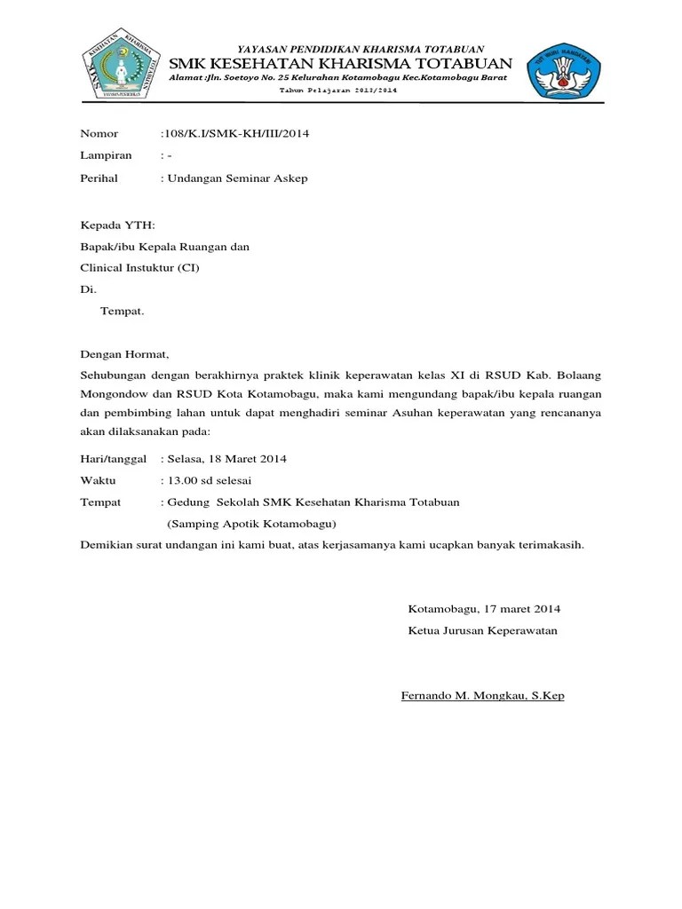 Surat Undangan Seminar Askep | PDF