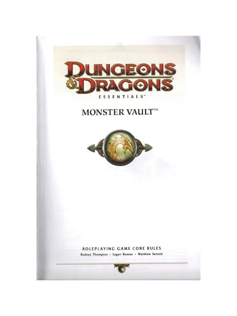 D&D 4th Edition Monster Vault Dungeons & Dragons