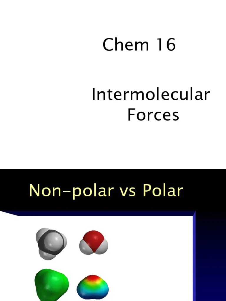 Intermolecular Forces of Attraction Intermolecular Force Chemical