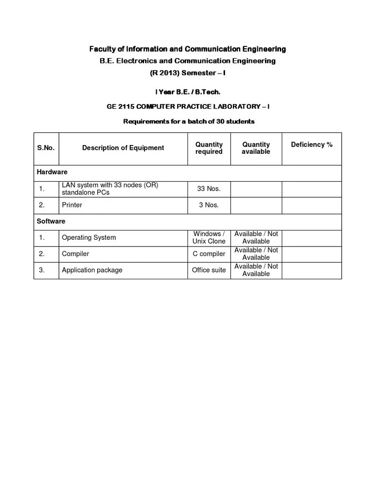Ece 2013 anna university lab requirements Spice Electronics