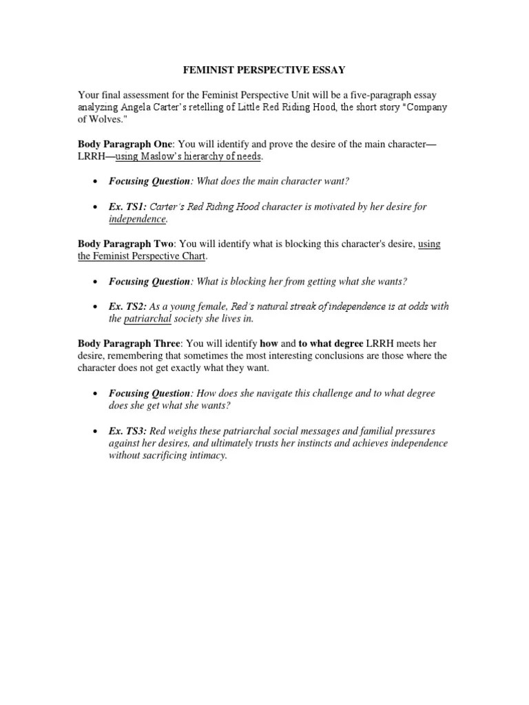 Feminist Perspective Essay PDF Gender Role Woman