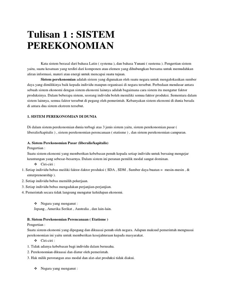 Sistem Perekonomian | PDF