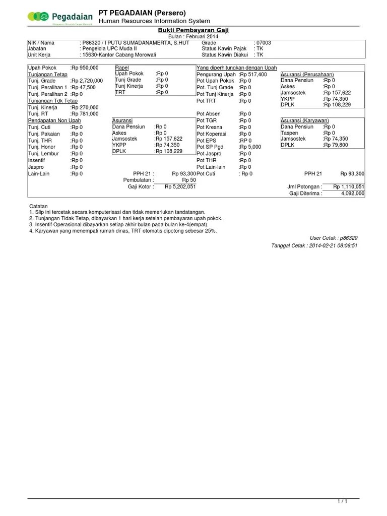 P86320 Slip Gaji PDF | PDF