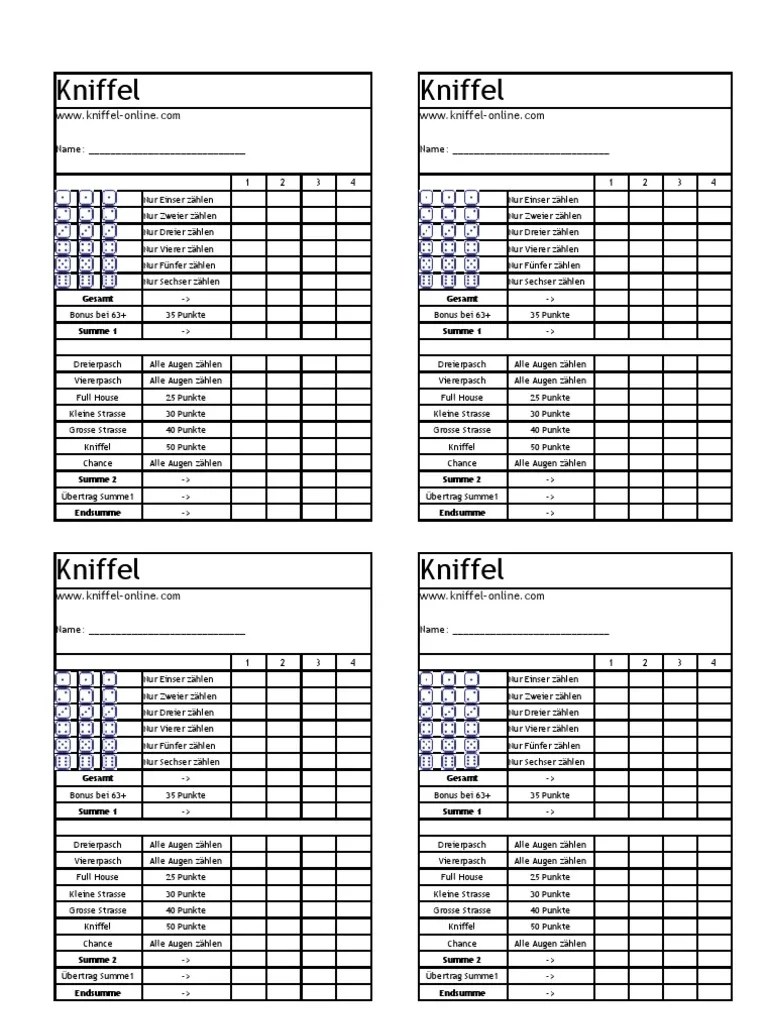 Kniffel vorlagen zum ausdrucken kostenlos kniffelblock excel kniffel vorlage. Onlinekniffel: Regeln von Kniffel