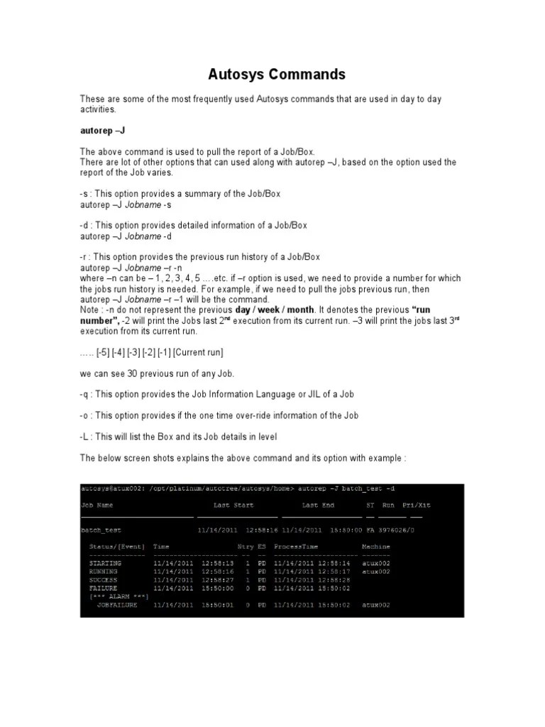 Autosys Commands Computing Technology