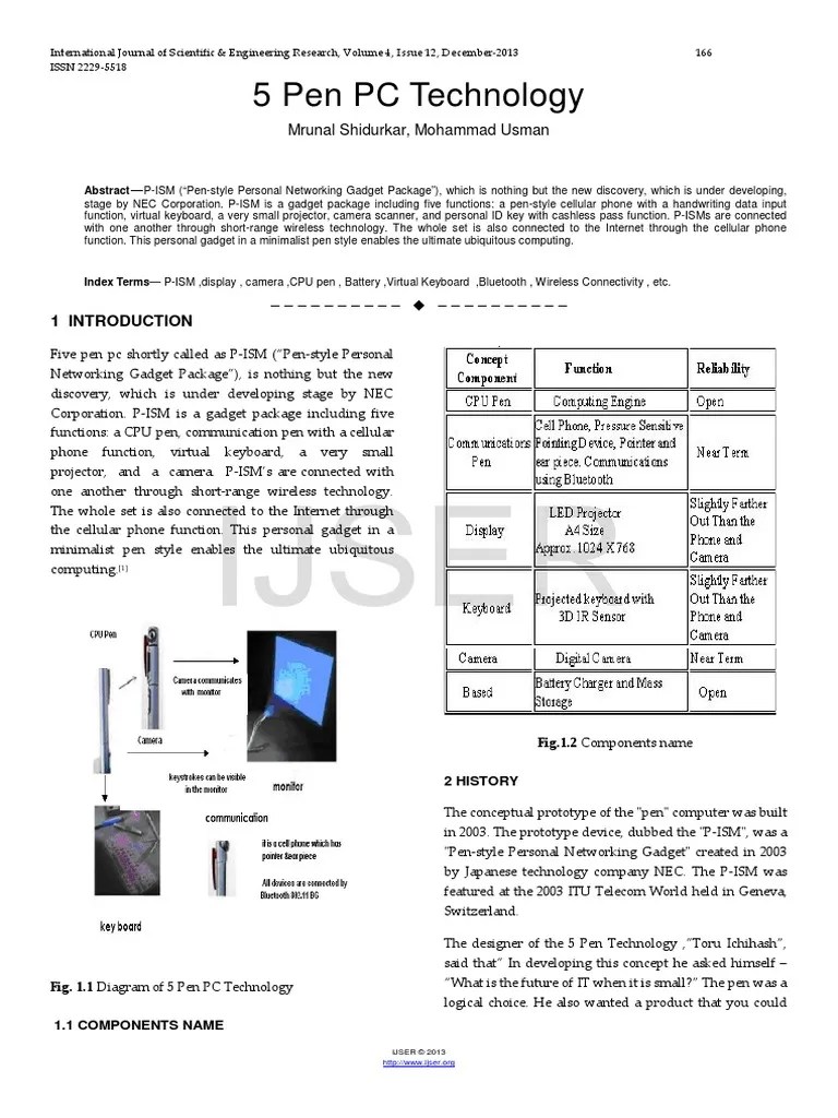 Researchpaper 5 Pen PC Technology Central Processing