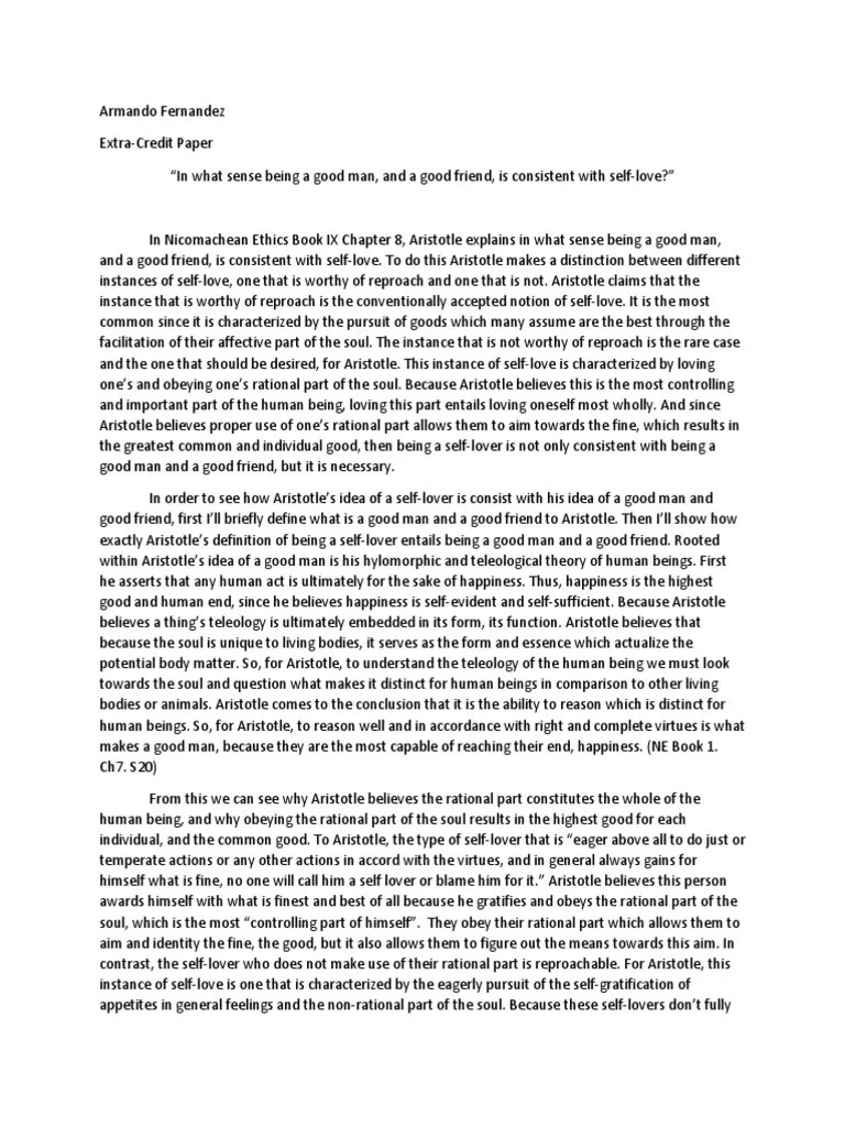 In Ethics Book IX Chapter 8 Aristotle Virtue