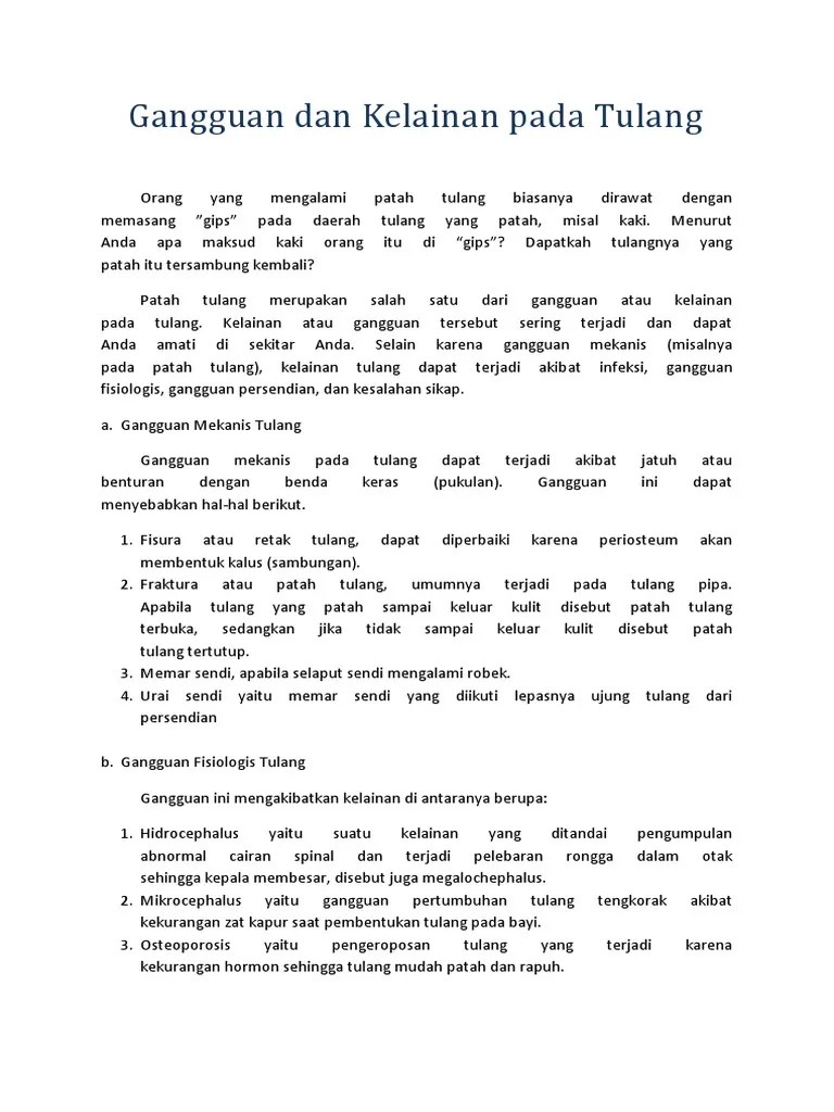 Gangguan Dan Kelainan Pada Tulang | PDF