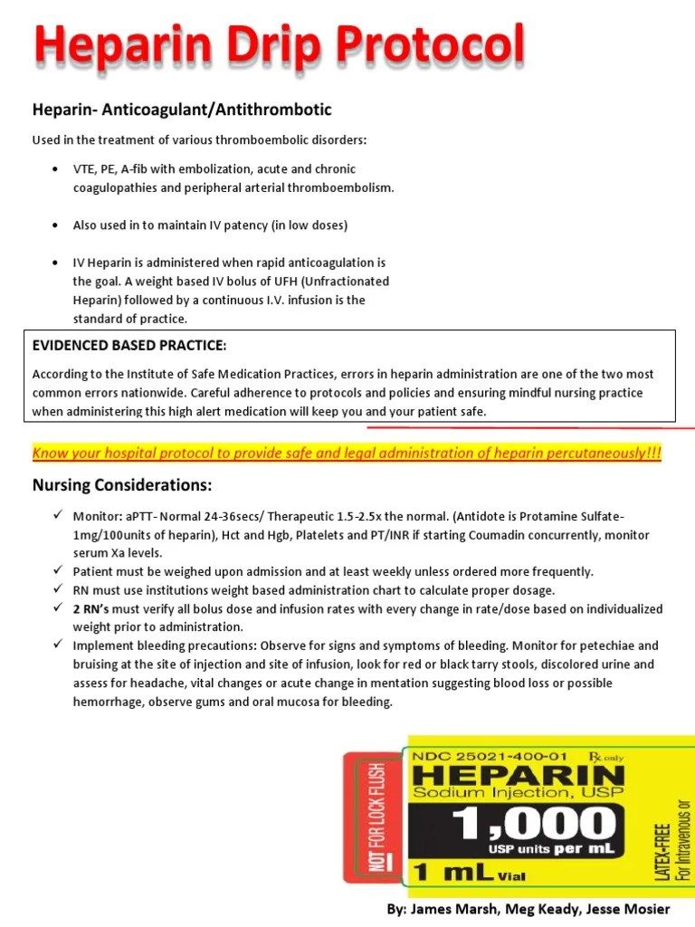Heparin Drip Nursing Protocols | PDF