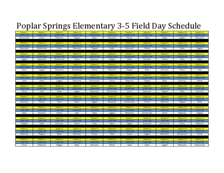 Field Day Schedule PDF