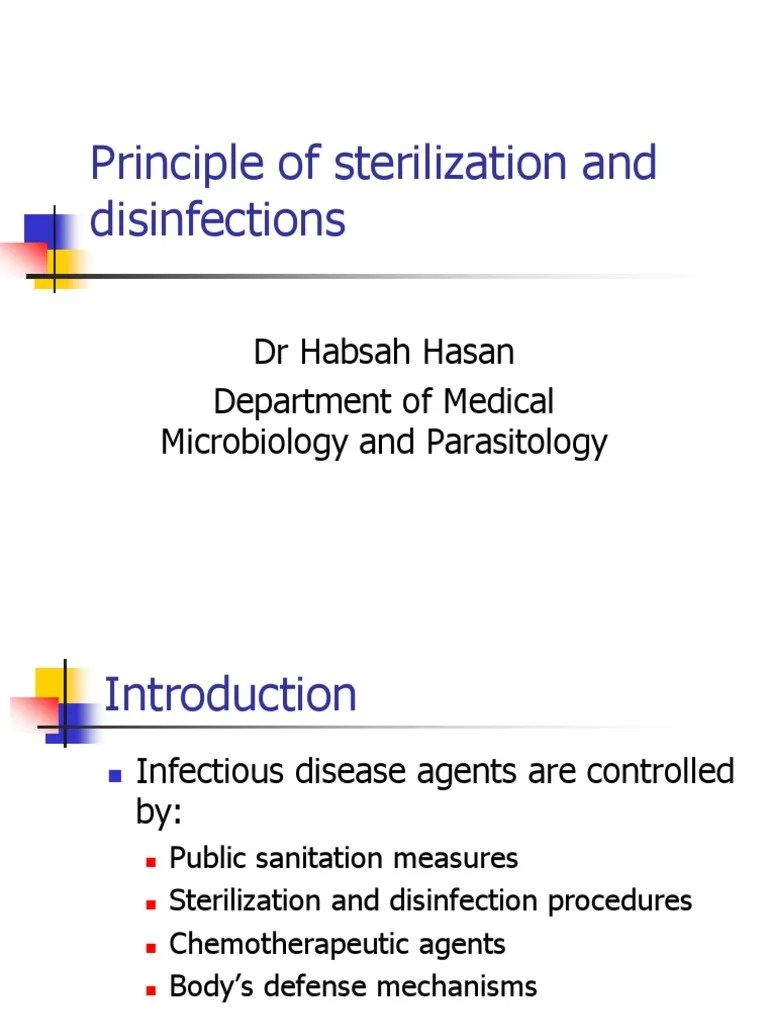 Principle of Sterilization and Disinfectants 2007 Sterilization (Microbiology) Disinfectant