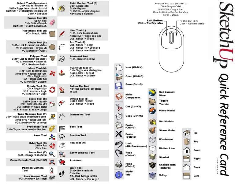 SketchUp Quick Reference Card A Concise Guide to SketchUp Tools and