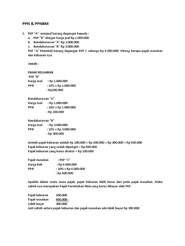 Contoh Soal Ppn Masukan Dan Ppn Keluaran - Contoh Soal Terbaru