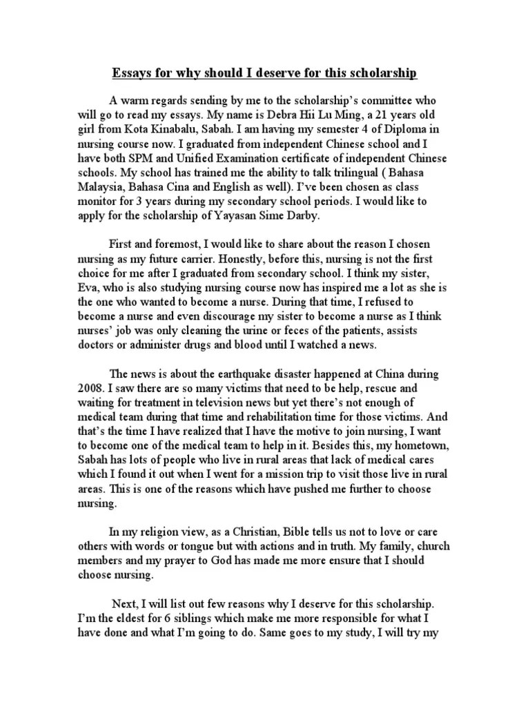 Essays For Why Should I Deserve For This Scholarship | PDF | Nursing