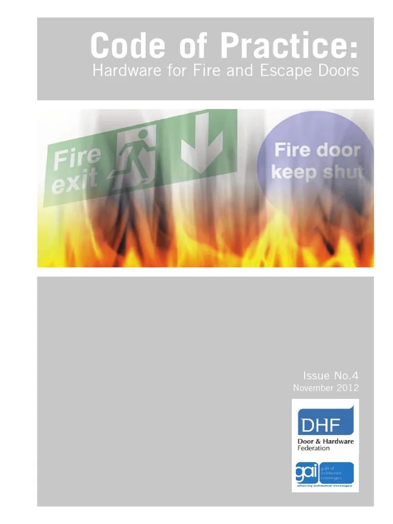 Code of Practice Hardware For Fire and Escape Doors PDF Door Screw