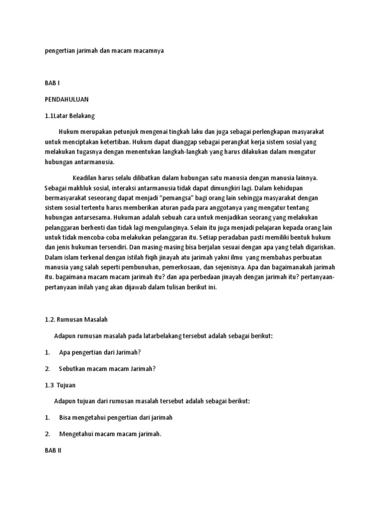 Pengertian Jarimah Dan Macam Macamnya | PDF