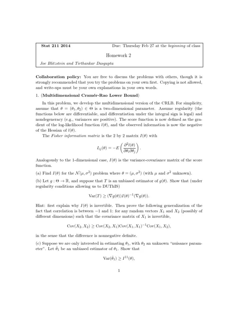Statistical Inference Exercises | PDF | Estimator | Covariance