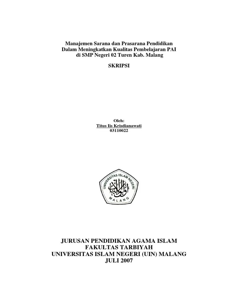 Judul Skripsi Manajemen Pendidikan Islam Tentang Sarana Dan Prasarana