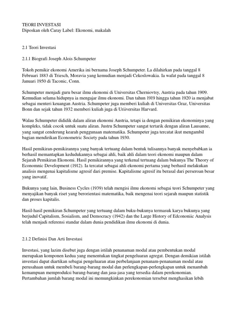 Makalah Tentang Investasi Dalam Ilmu Ekonomi Terkait Ilmu