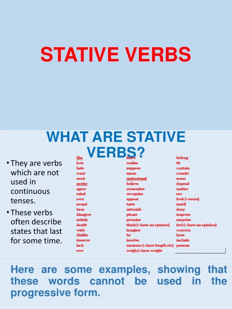 Stative Verbs Ppt Verb Morphology