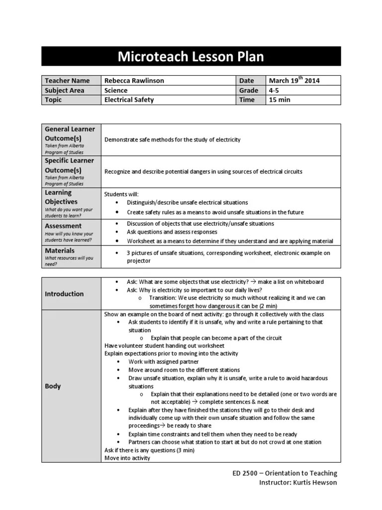 Microteach Lesson Plan PDF Lesson Plan Pedagogy